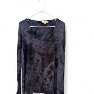 Johnny Was Calme Navy Tie-Dye Long Sleeve Top